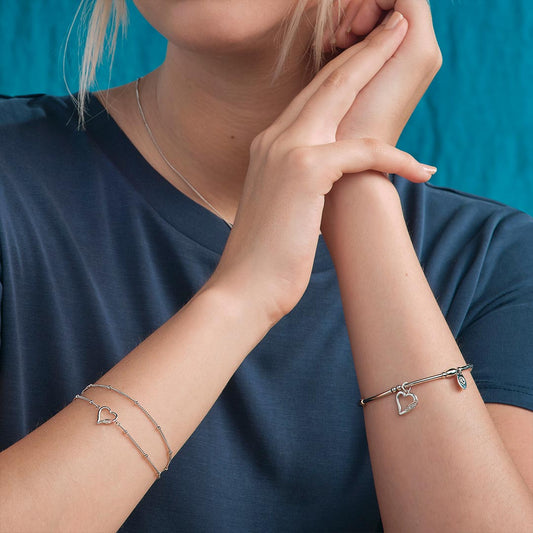 Past Present Future® Sterling Silver Heart Affinity Bracelet with Topaz White Gold