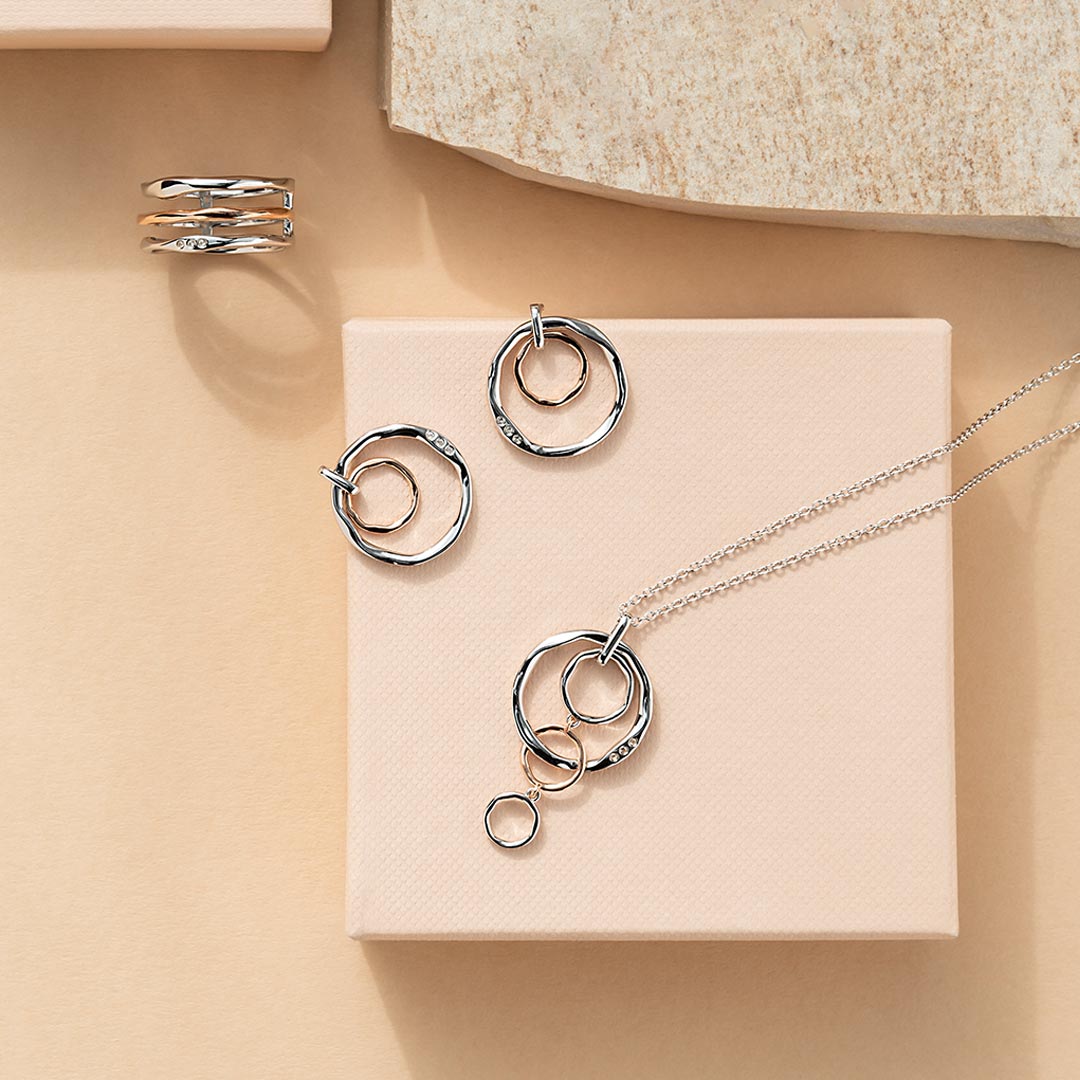 Ripples Double Hoop Creole White Topaz Earrings