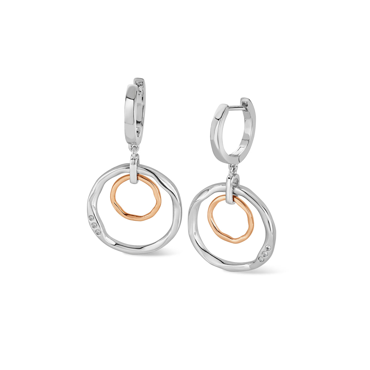 Ripples Double Hoop Creole White Topaz Earrings