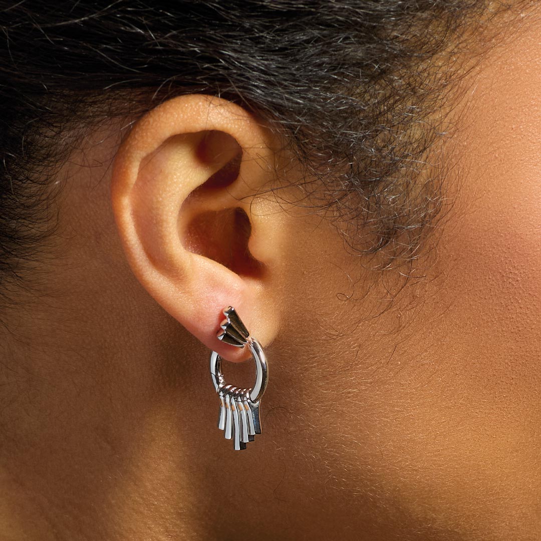 Kit Heath Array Sterling Silver Dangle Hoop Earrings