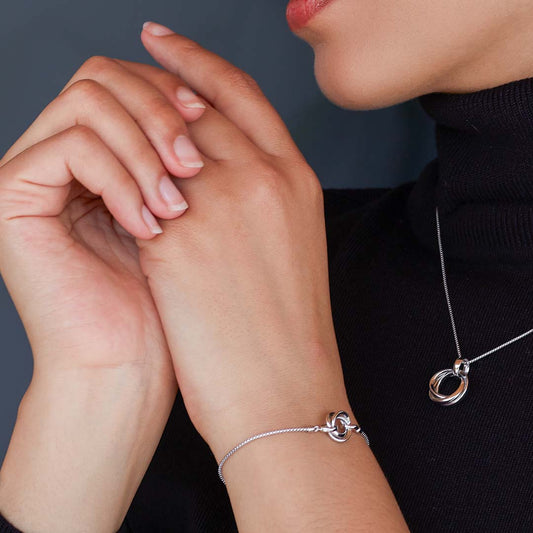 Kit Heath Bevel Trilogy Sterling Silver Bracelet White Gold
