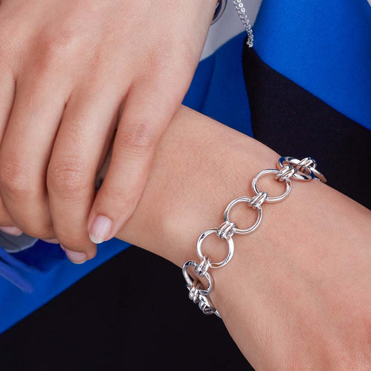 Kit Heath Bevel Cirque Grande Sterling Silver Bracelet White Gold