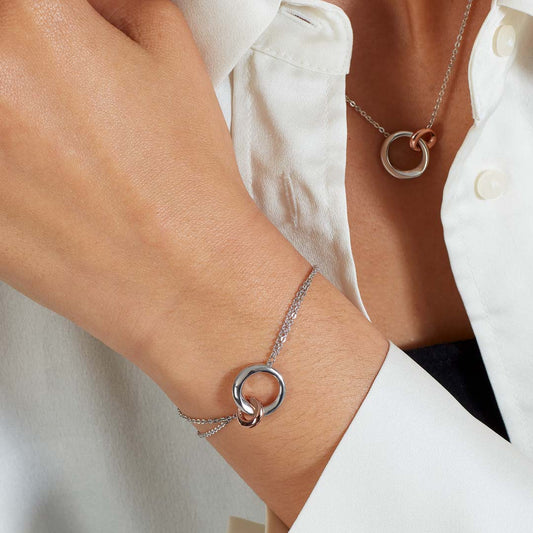 Kit Heath Bevel Cirque Link Blush Twin Chain Bracelet White Gold