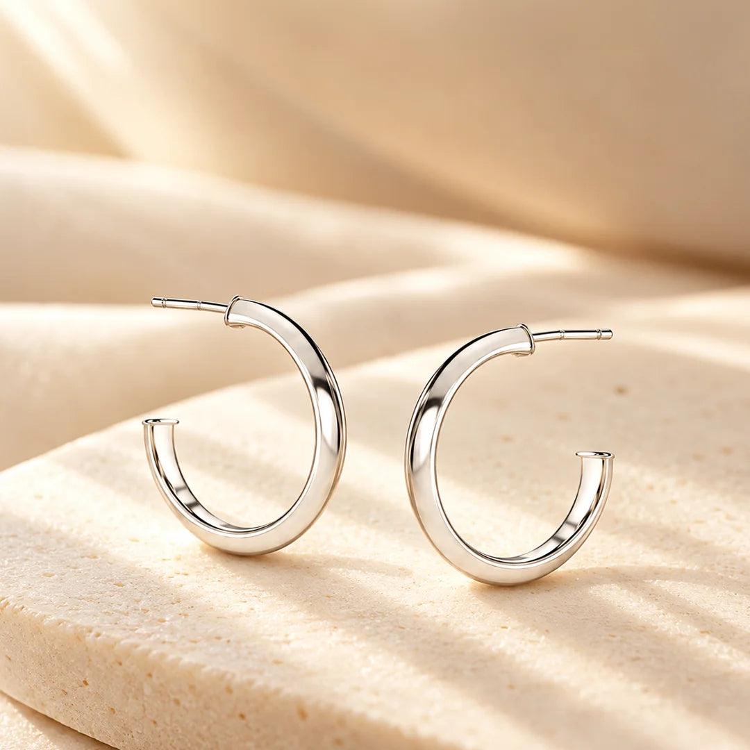 Vertex Small Sterling Silver Hoop Earrings