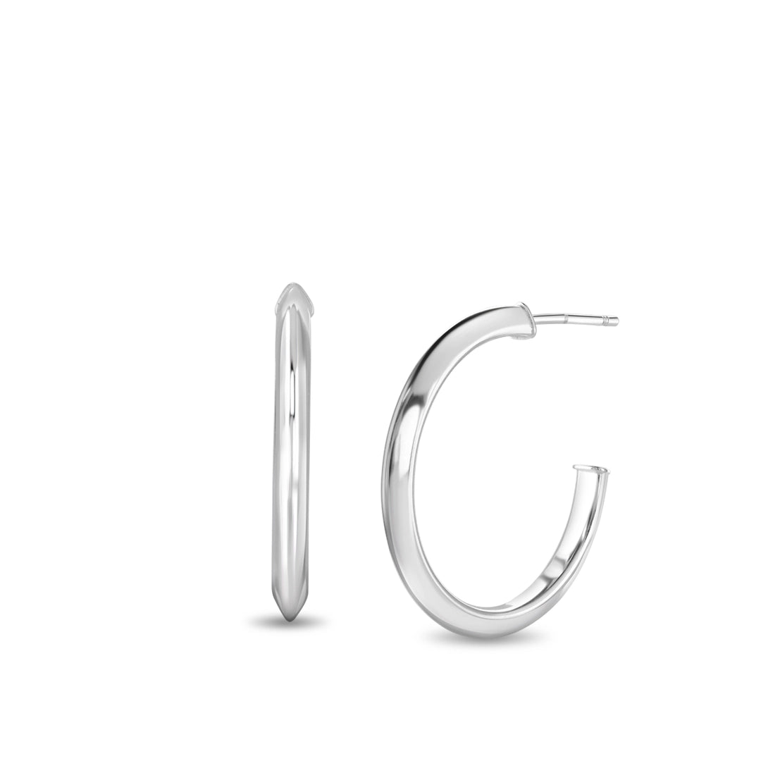 Vertex Medium Sterling Silver Hoop Earrings