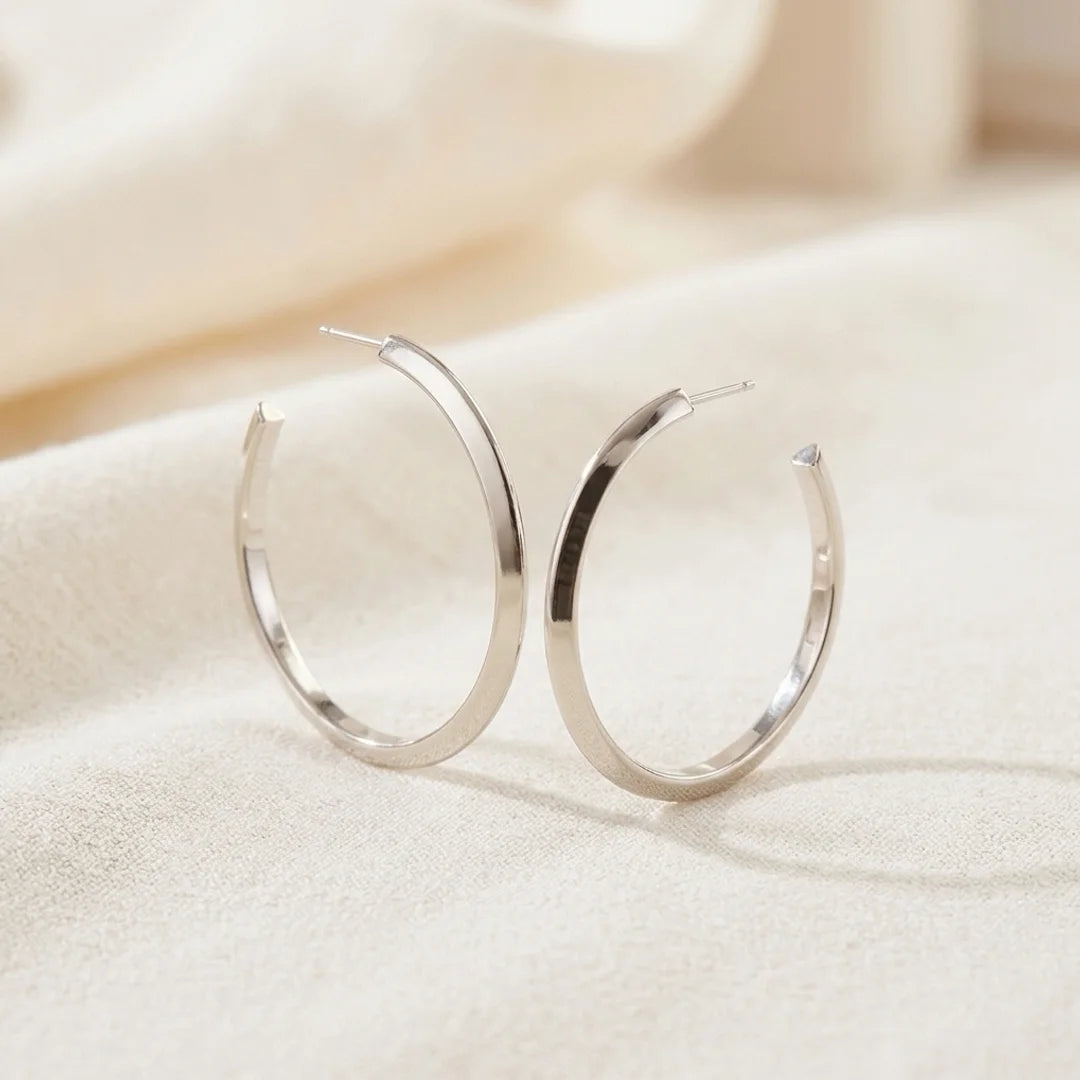 Vertex Medium Sterling Silver Hoop Earrings