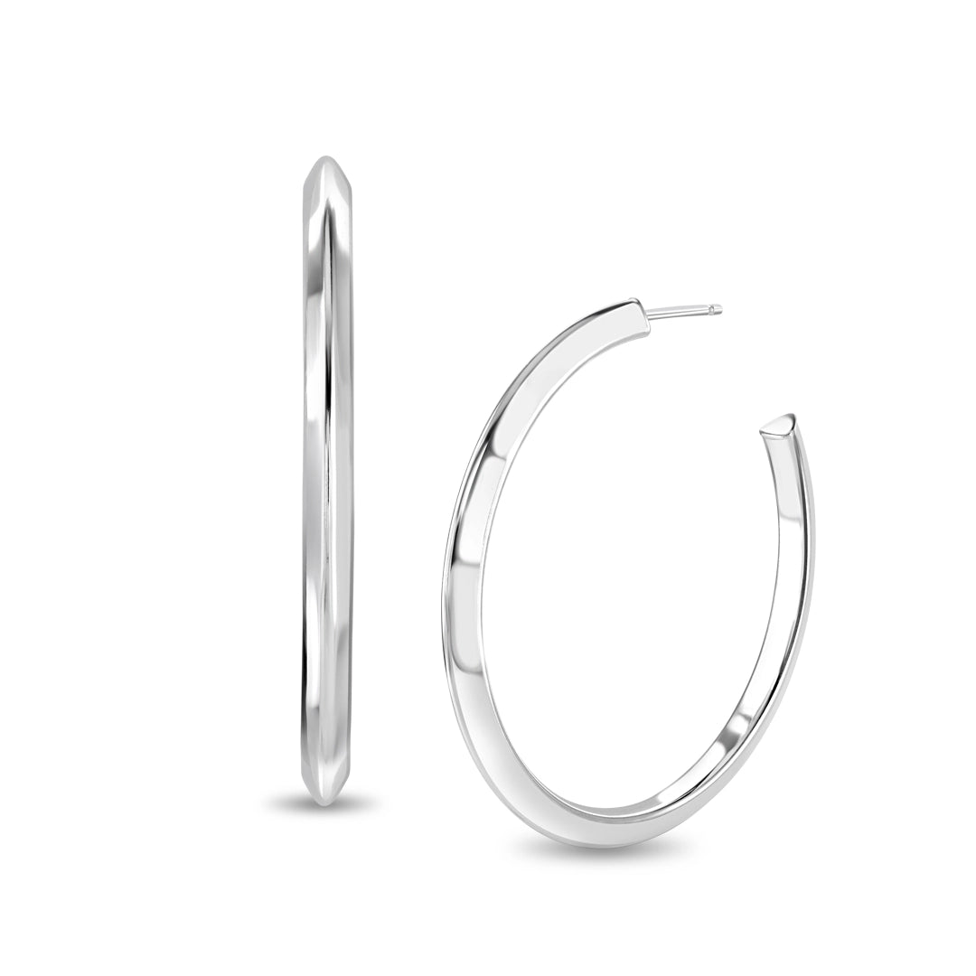 Vertex Large Sterling Silver Hoop Earrings