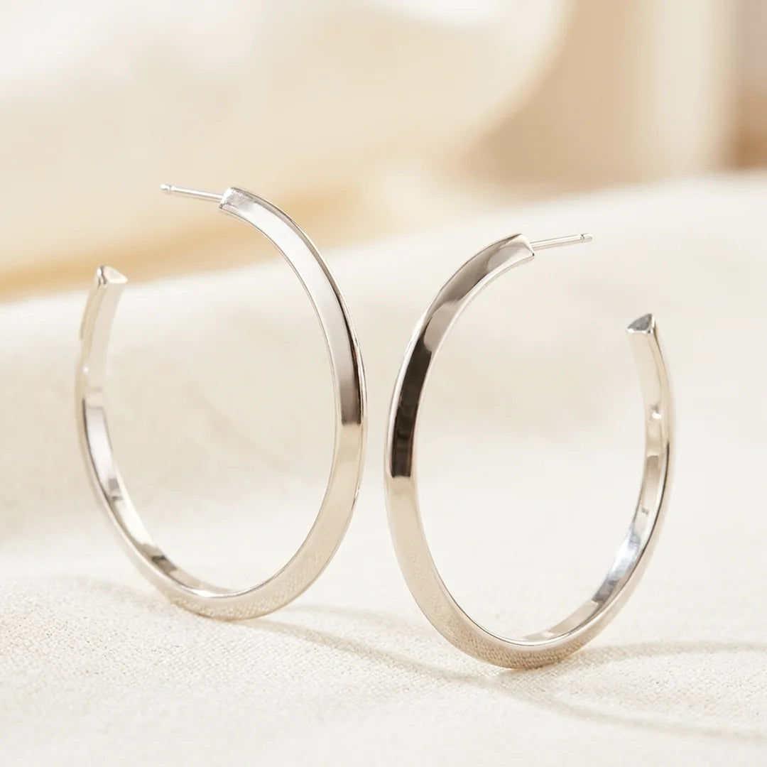 Vertex Large Sterling Silver Hoop Earrings