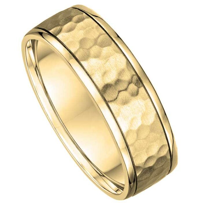 Hammered Patterned Wedding Ring