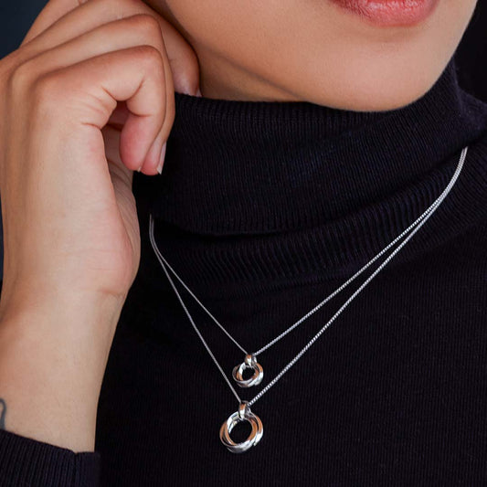 Kit Heath Bevel Trilogy Sterling Silver Necklace White Gold