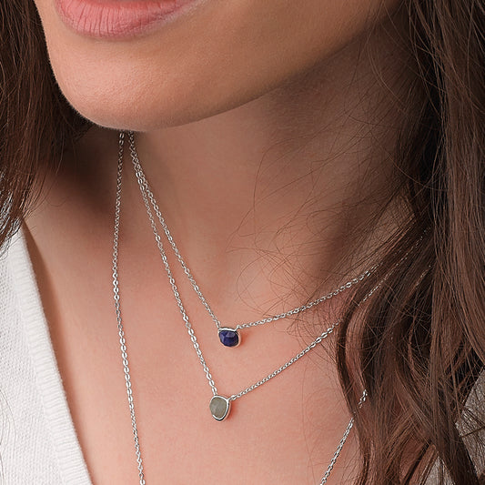 Kit Heath Sterling Silver Coast Pebble Lapis Lazuli Mini Necklace