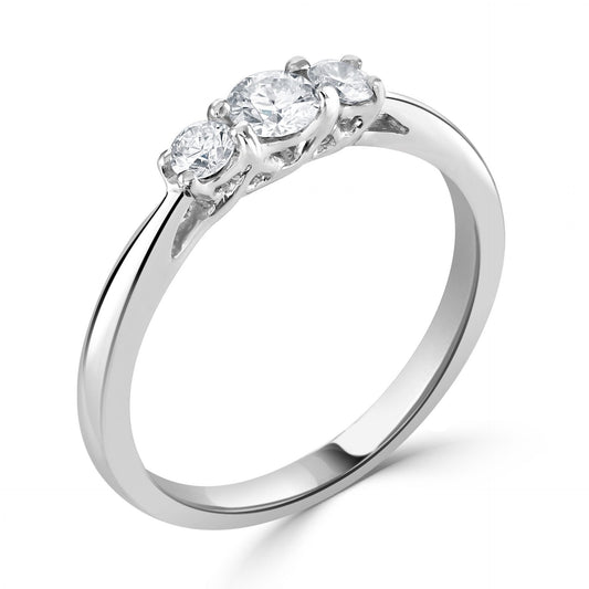 Diamond Three Stone Engagement Ring White Gold