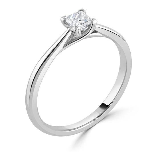 Platinum 0.25 Carat Princess Cut Solitaire Engagement Ring White Gold