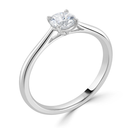 0.50 Carat Round Diamond Solitaire Engagement Ring White Gold
