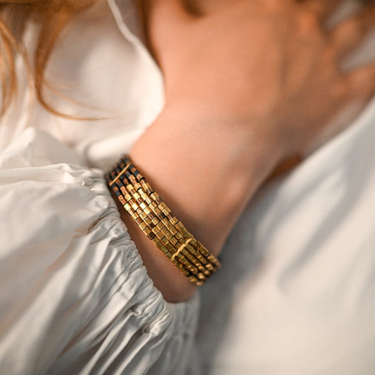 Cubical Quintuple Twine Gold Vermeil Bracelet White Gold