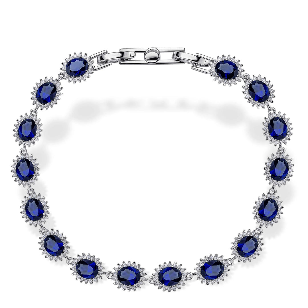 Diamonfire Midnight Blue Sapphire Oval Halo Tennis Bracelet