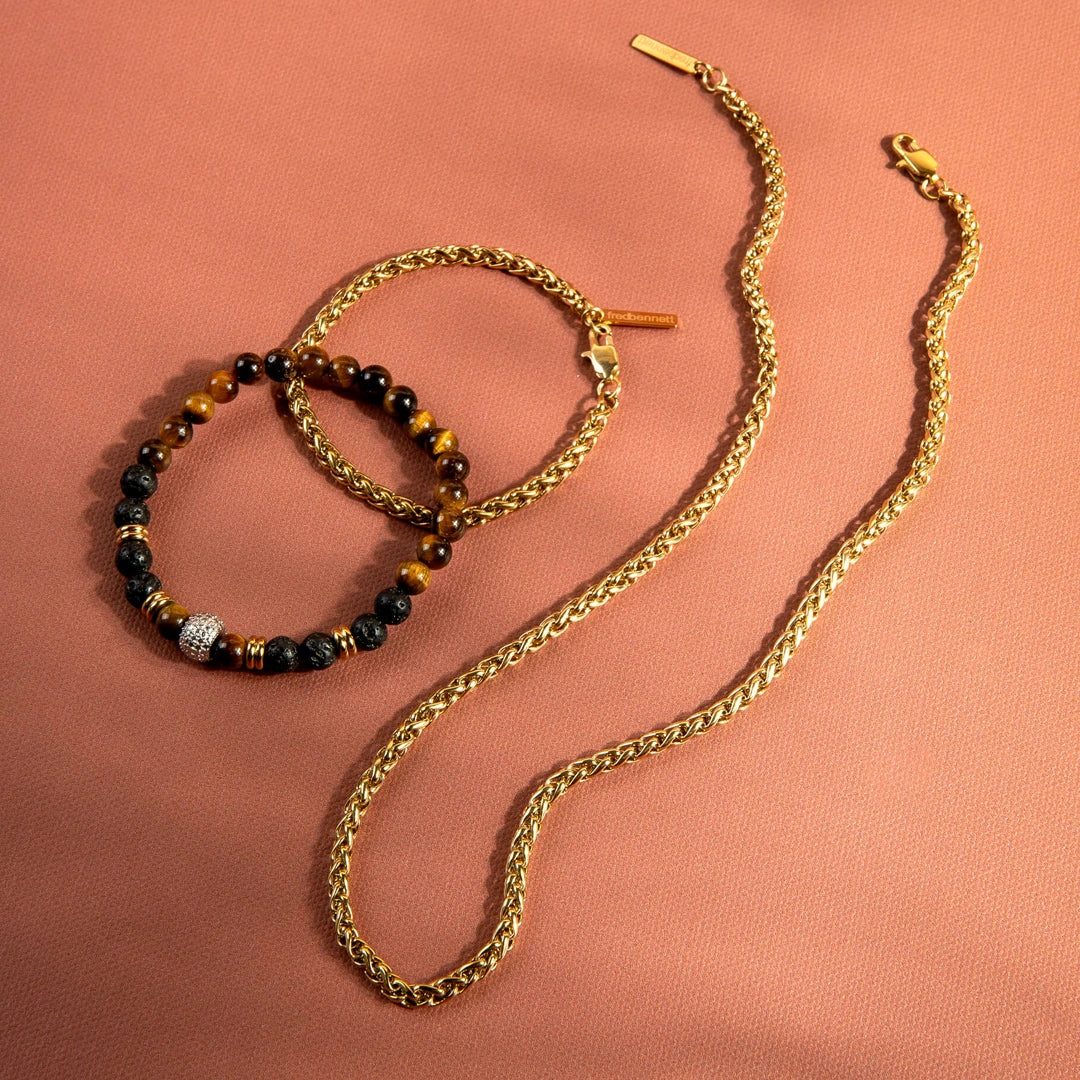 Fred Bennett Boys Stainless Steel Wheat Chain Necklace