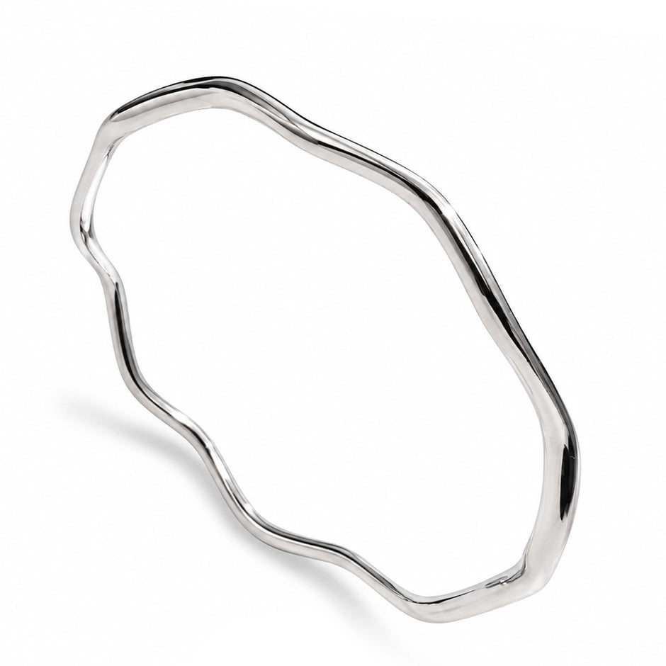 Sienna Sculpted Wave Sterling Silver Bangle