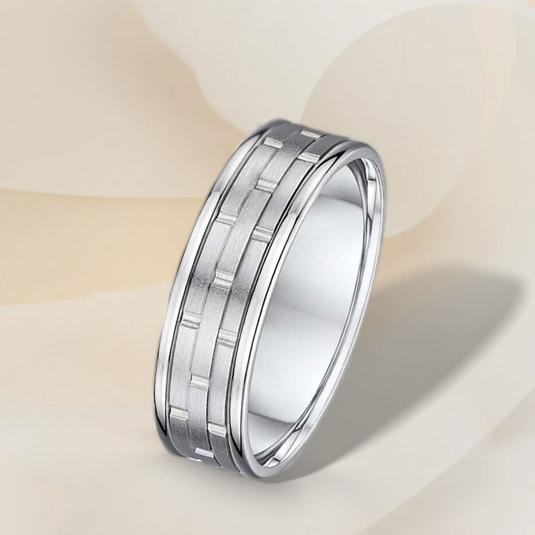 Bond Brick Patterned Wedding Ring