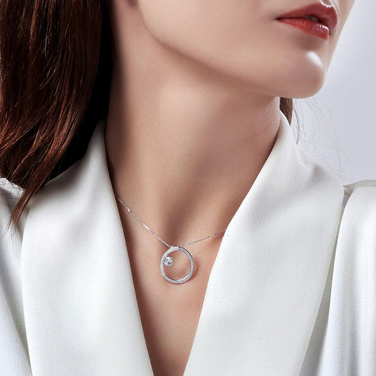 Iridiana Cubic Zirconia Swirl Pendant White Gold