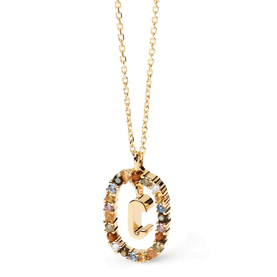 Pdpaola Letter C Multicolour Stone Necklace