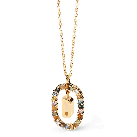 Pdpaola Letter D Multicolour Stone Necklace