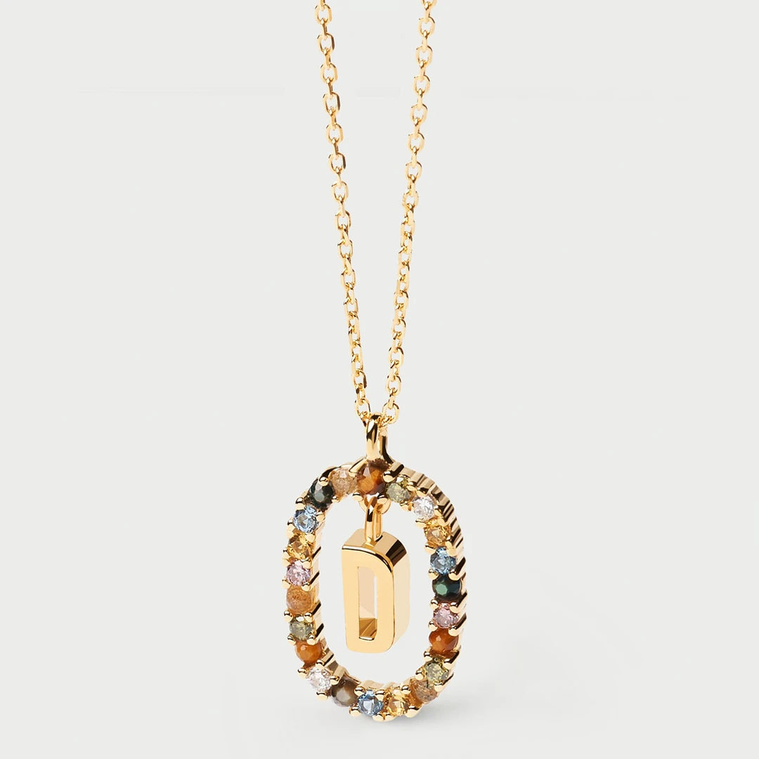 Pdpaola Letter D Multicolour Stone Necklace