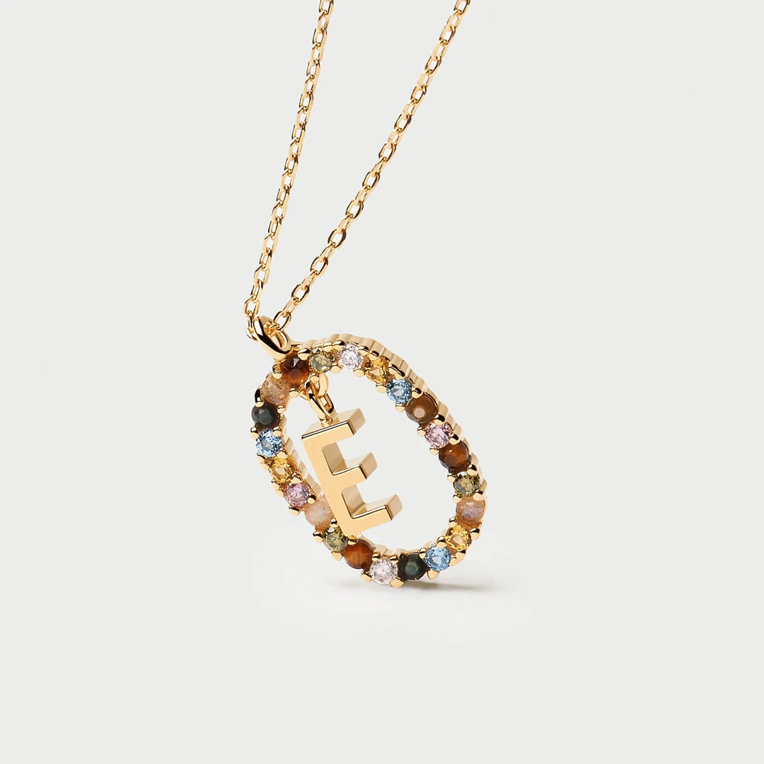 Pdpaola Letter E Multicolour Stone Necklace