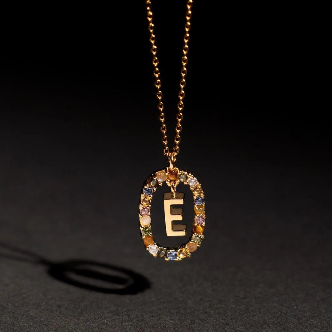 Pdpaola Letter E Multicolour Stone Necklace