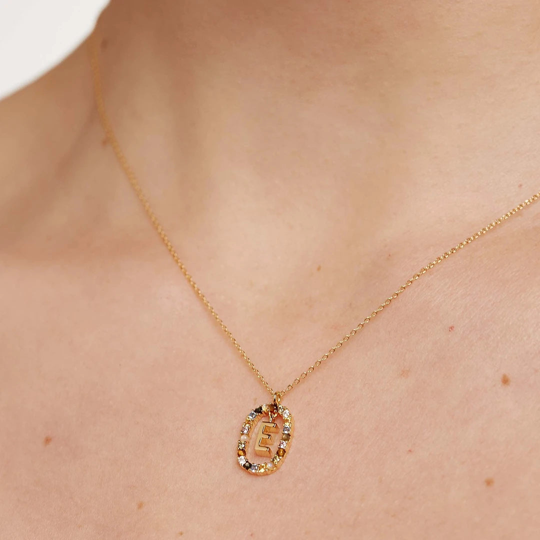 Pdpaola Letter E Multicolour Stone Necklace