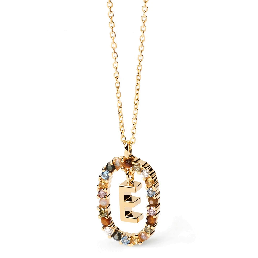 Pdpaola Letter E Multicolour Stone Necklace