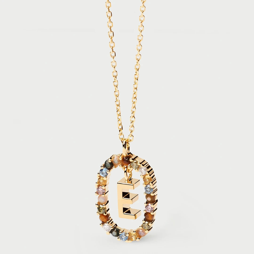 Pdpaola Letter E Multicolour Stone Necklace
