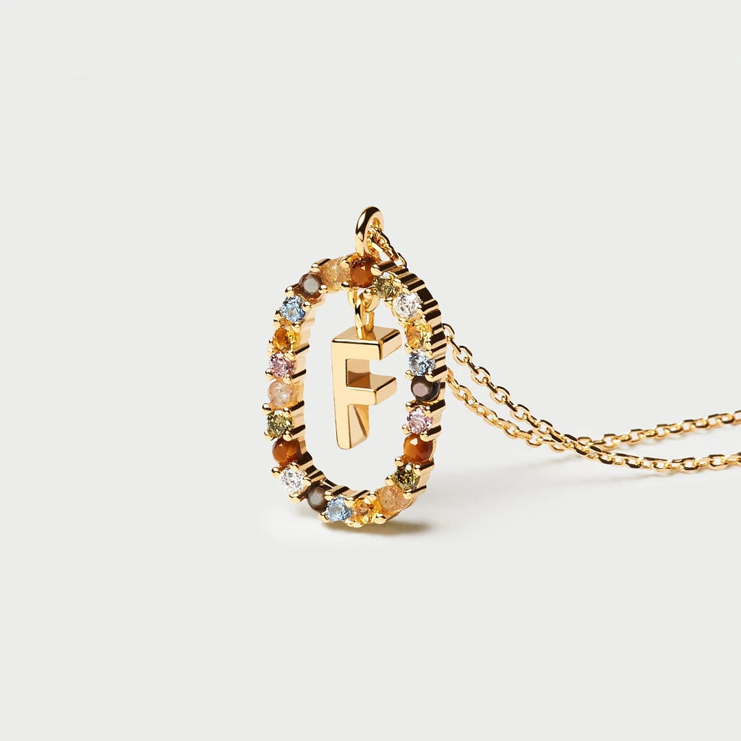 Pdpaola Letter F Multicolour Stone Necklace
