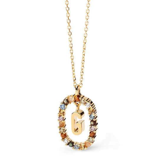 Pdpaola Letter G Multicolour Stone Necklace