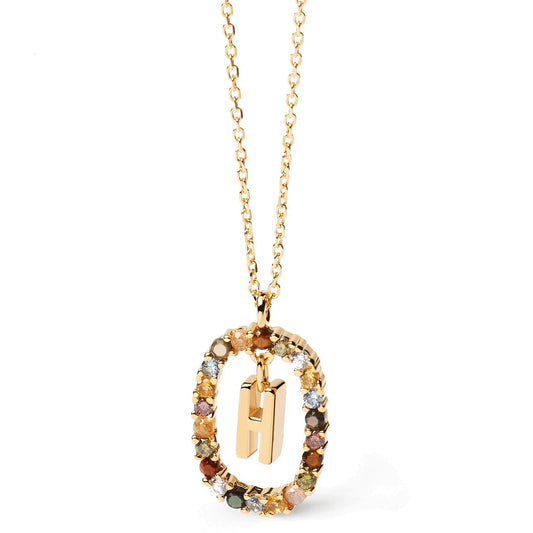 Pdpaola Letter H Multicolour Stone Necklace