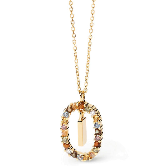 Pdpaola Letter I Multicolour Stone Necklace