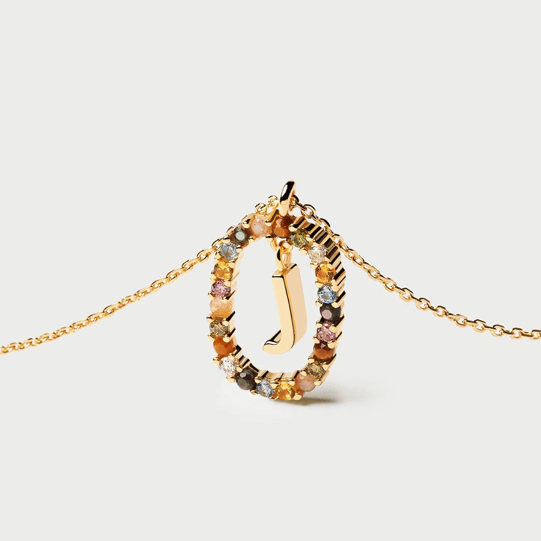 Pdpaola Letter J Multicolour Stone Necklace