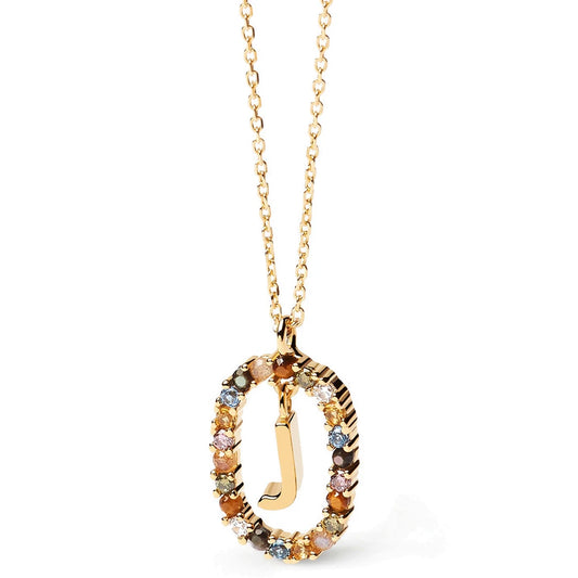 Pdpaola Letter J Multicolour Stone Necklace