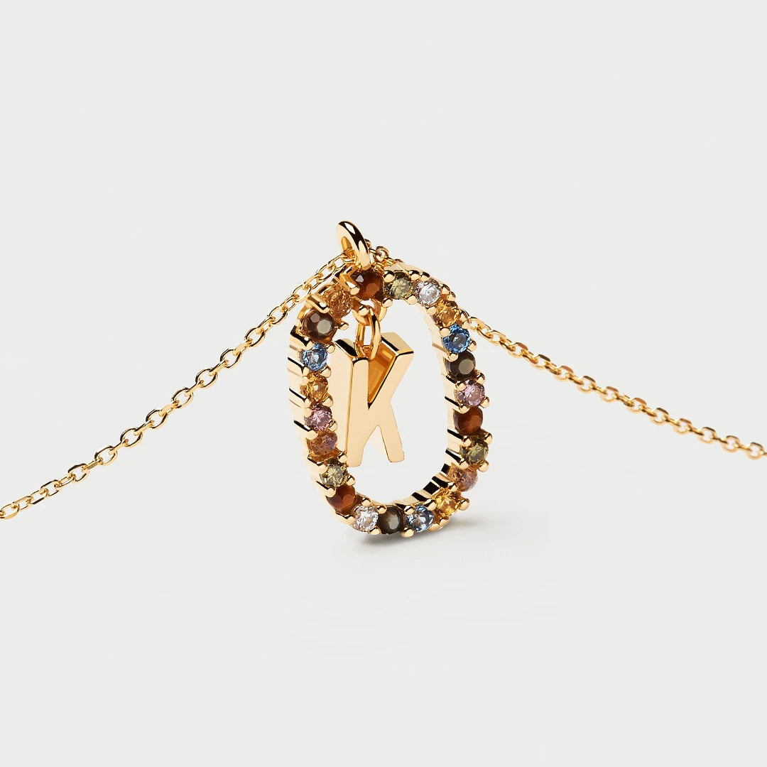 Pdpaola Letter K Multicolour Stone Necklace
