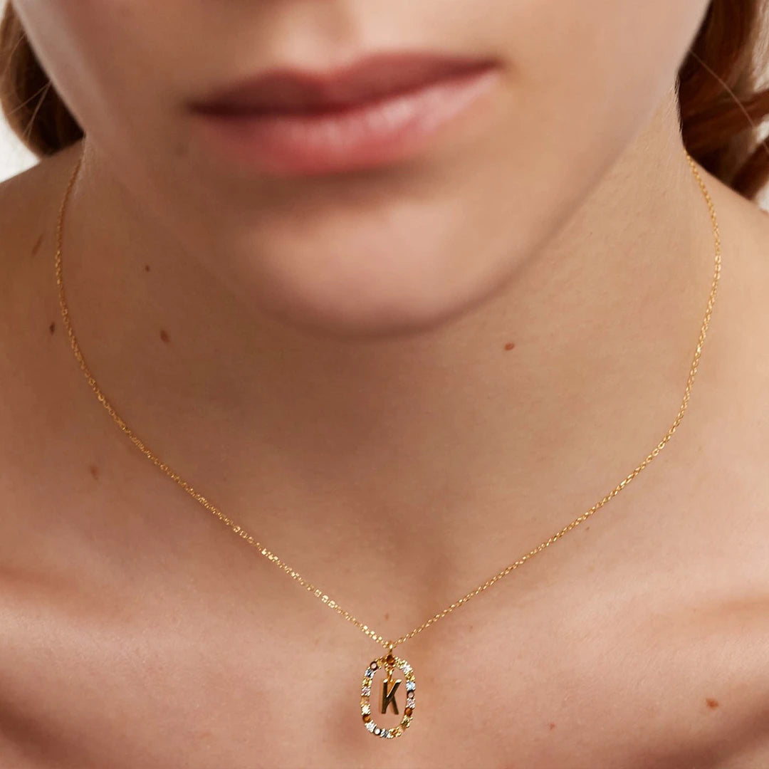 Pdpaola Letter K Multicolour Stone Necklace