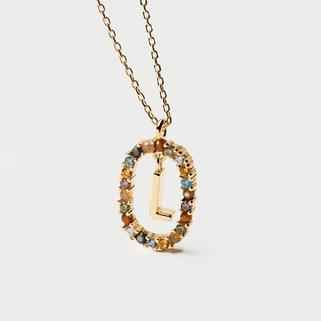 Pdpaola Letter L Multicolour Stone Necklace