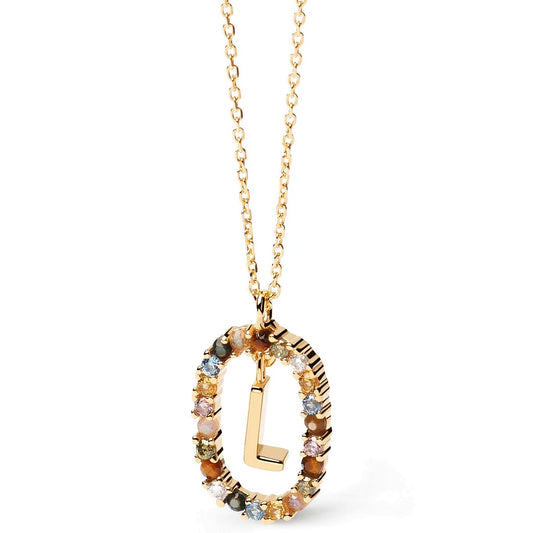 Pdpaola Letter L Multicolour Stone Necklace