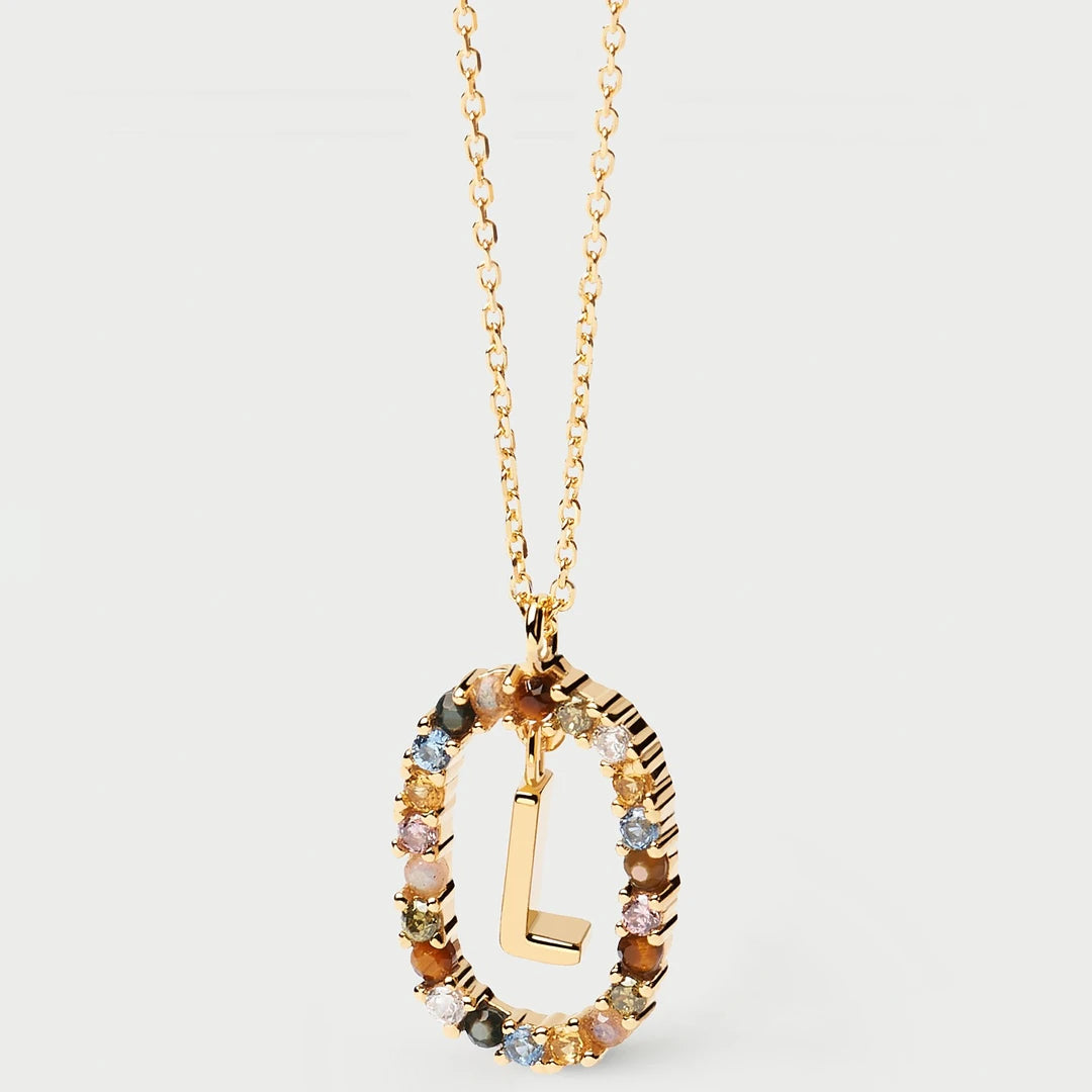Pdpaola Letter L Multicolour Stone Necklace