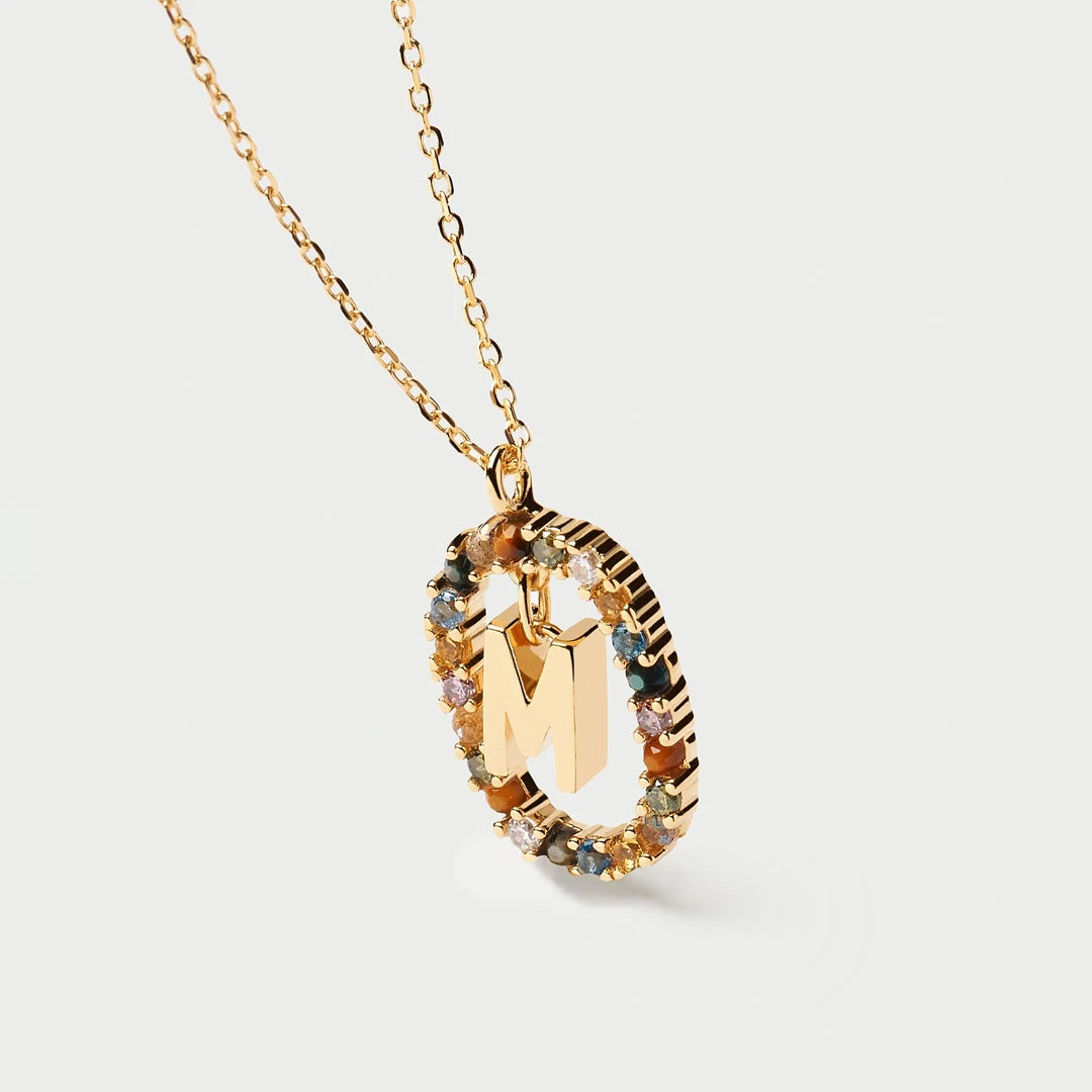 Pdpaola Letter M Multicolour Stone Necklace