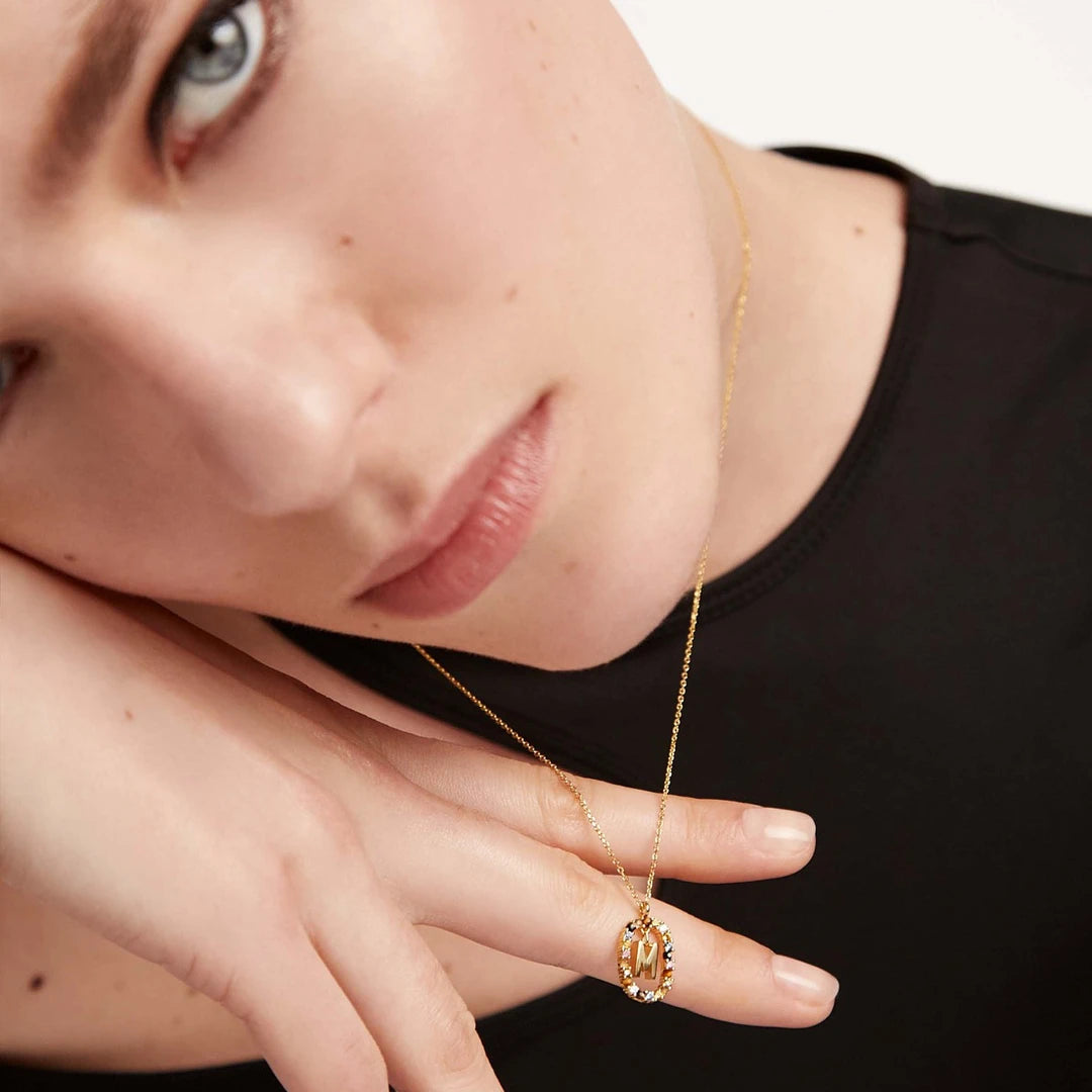 Pdpaola Letter M Multicolour Stone Necklace