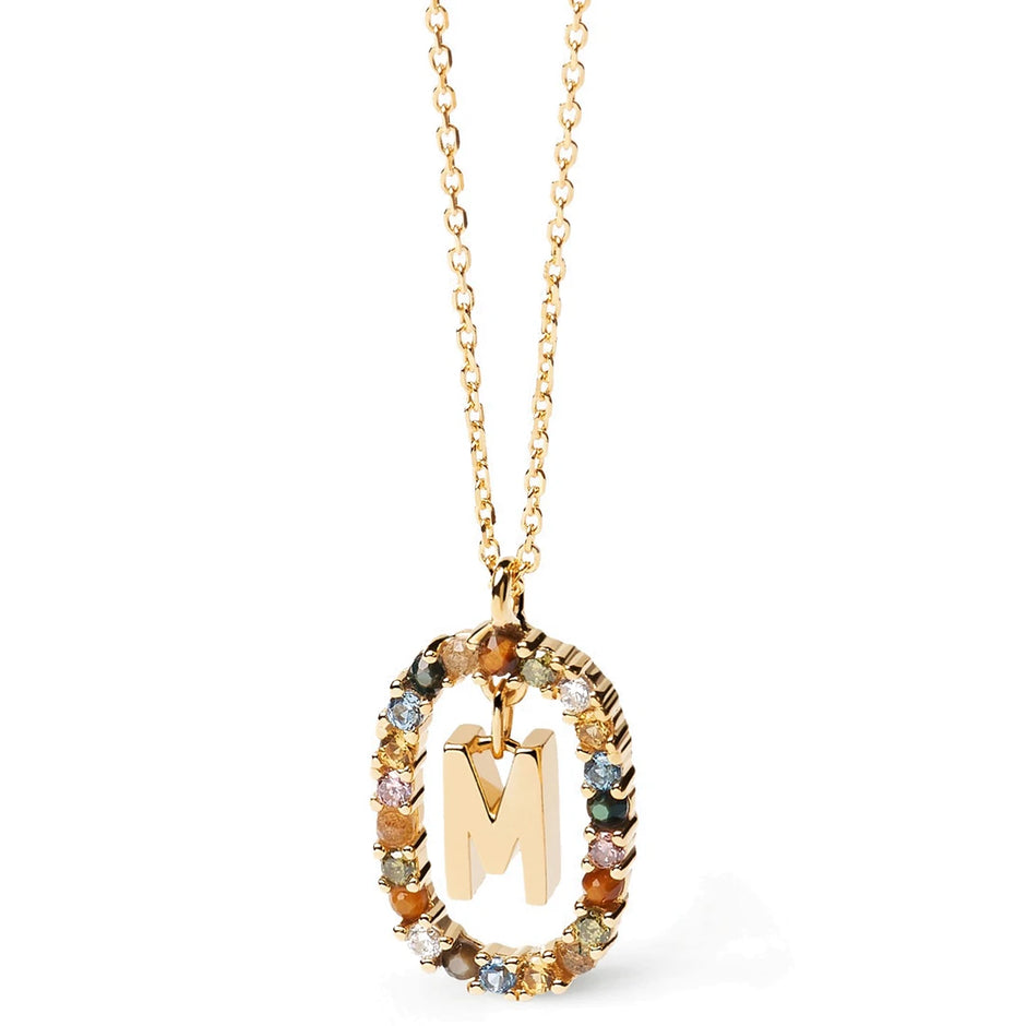 Pdpaola Letter M Multicolour Stone Necklace