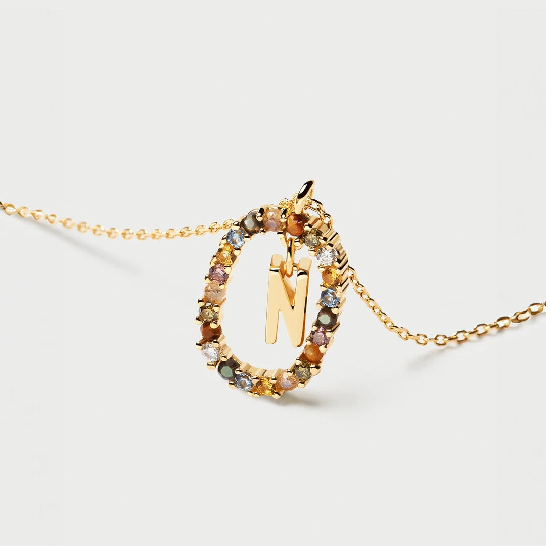 Pdpaola Letter N Multicolour Stone Necklace