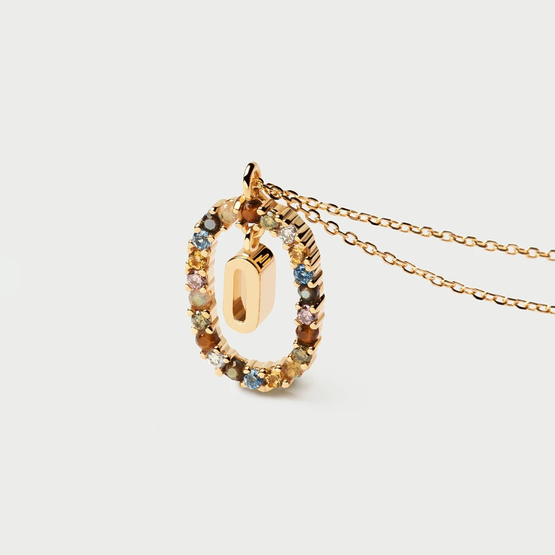 Pdpaola Letter O Multicolour Stone Necklace