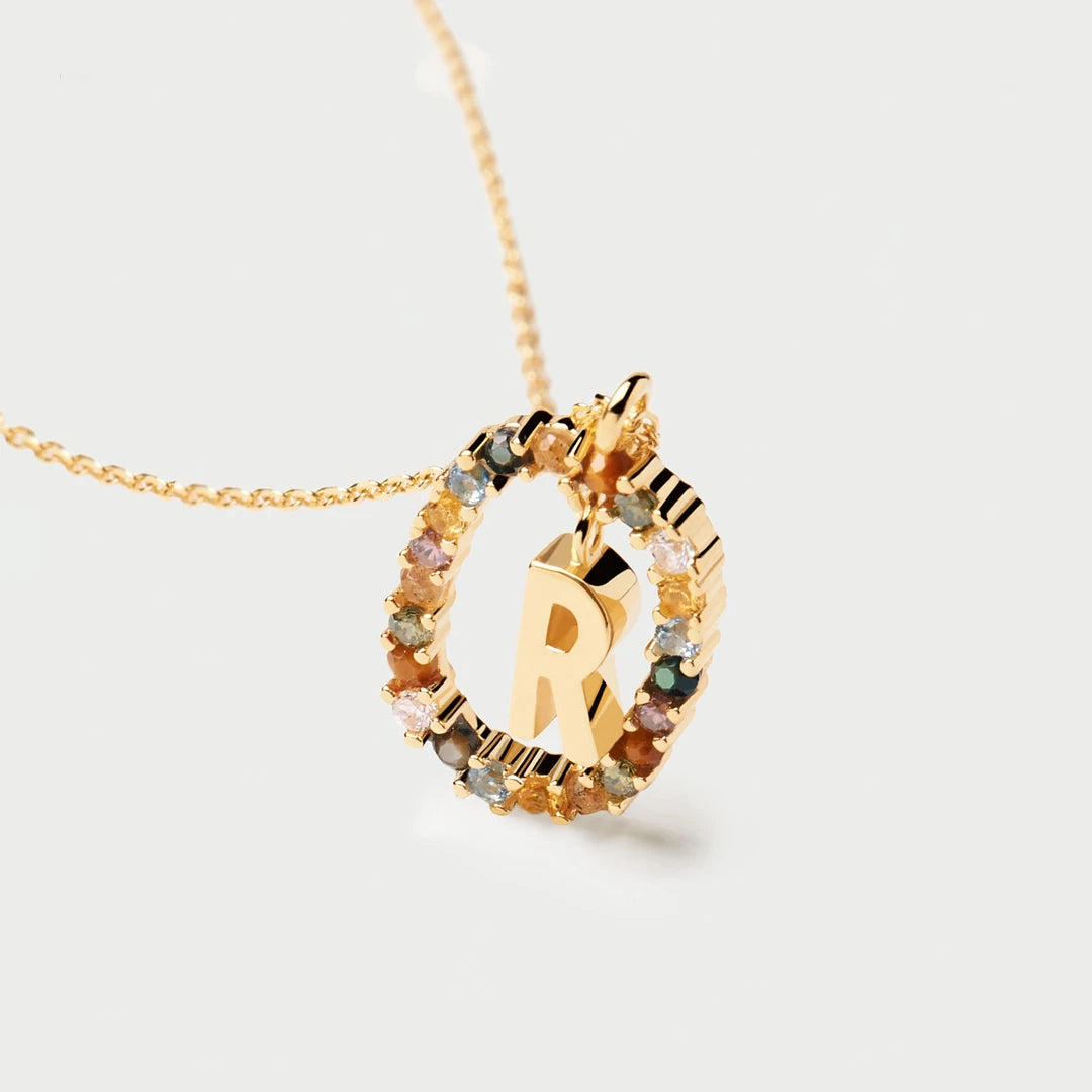 Pdpaola Letter R Multicolour Stone Necklace