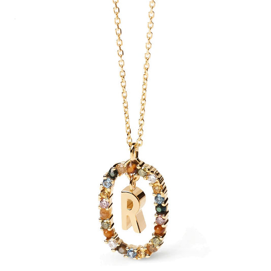 Pdpaola Letter R Multicolour Stone Necklace